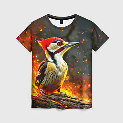 Футболка женская Дятел в огне, цвет: 3D-принт