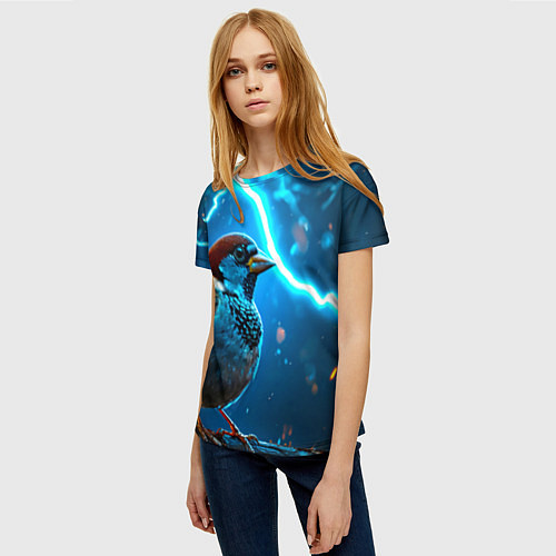 Женская футболка Воробей в грозу / 3D-принт – фото 3