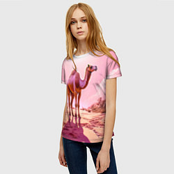 Футболка женская Верблюд в розовой пустыне, цвет: 3D-принт — фото 2