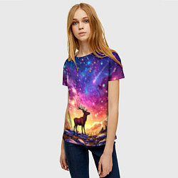 Футболка женская Лось и звездное небо, цвет: 3D-принт — фото 2
