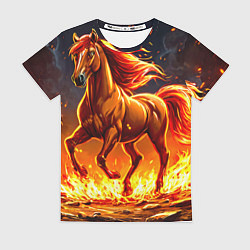Футболка женская Лошадь в огне, цвет: 3D-принт