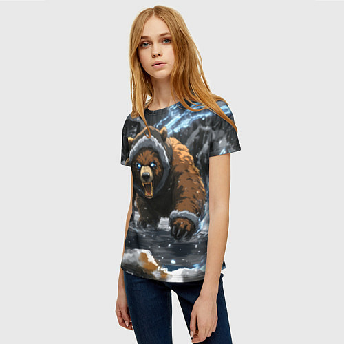 Женская футболка Злой русский медведь / 3D-принт – фото 3