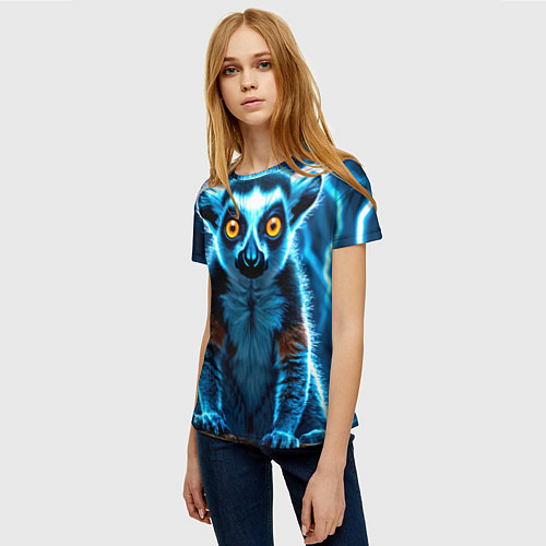 Женская футболка Лемур и удар молнии / 3D-принт – фото 3