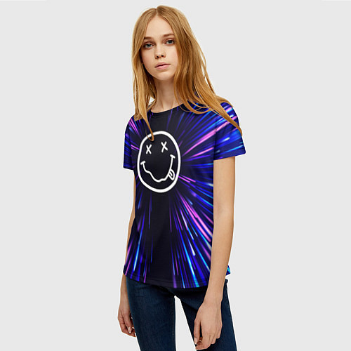 Женская футболка Nirvana neon energy / 3D-принт – фото 3