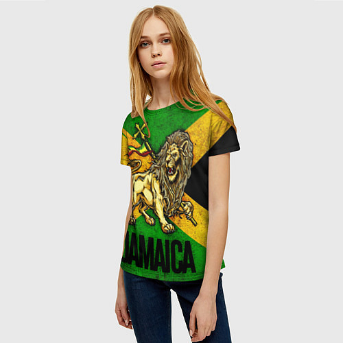 Женская футболка Jamaica lion flag / 3D-принт – фото 3