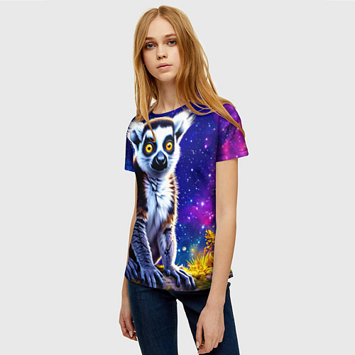 Женская футболка Лемур и звездная ночь / 3D-принт – фото 3