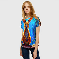 Футболка женская Кенгуру в джунглях, цвет: 3D-принт — фото 2