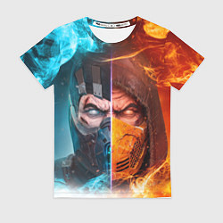 Женская футболка Mortal Kombat - Саб-зиро и Скорпион