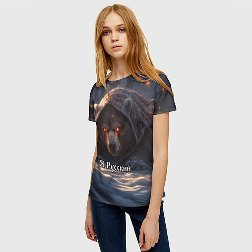 Женская футболка Русский медведь - когти Отечества / 3D-принт – фото 3