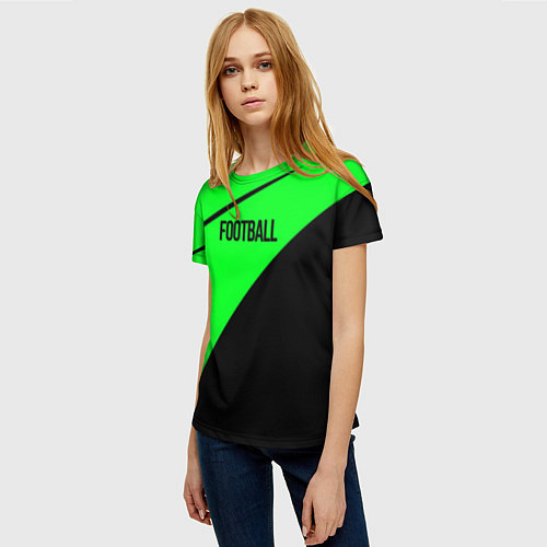 Женская футболка Football чёрно-зелёный / 3D-принт – фото 3