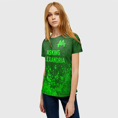 Женская футболка Asking Alexandria - green gradient посередине / 3D-принт – фото 3