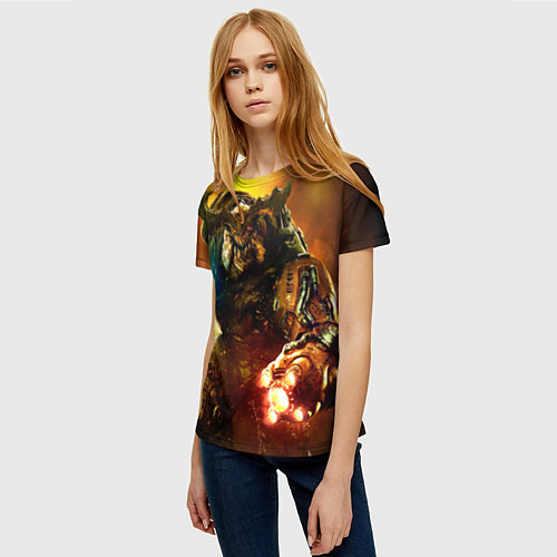 Женская футболка Дум - кибердемон / 3D-принт – фото 3