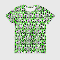 Футболка женская Киберпанк шестиугольники зелёные, цвет: 3D-принт