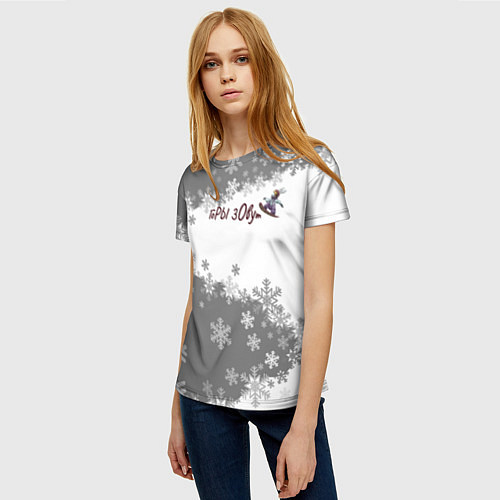 Женская футболка Горы зовут сноуборд серый / 3D-принт – фото 3