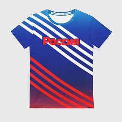 Футболка женская Россия на фоне цветов флага, цвет: 3D-принт
