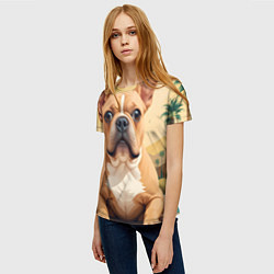 Футболка женская Бульдог и пальмы, цвет: 3D-принт — фото 2