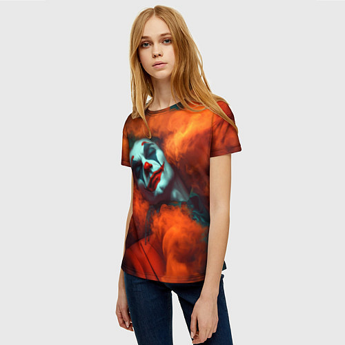 Женская футболка Джокер и оранжевый дым / 3D-принт – фото 3