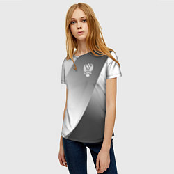 Футболка женская Герб России серый градиент, цвет: 3D-принт — фото 2