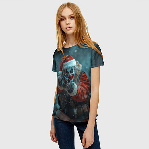 Женская футболка Санта Джокер / 3D-принт – фото 3