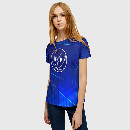 Женская футболка Porto blue poly / 3D-принт – фото 3