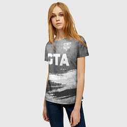 Футболка женская GTA - grey gradient посередине, цвет: 3D-принт — фото 2