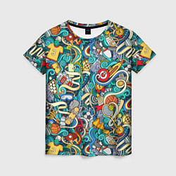 Женская футболка Спортивный инвентарь коллаж