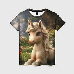 Футболка женская Единорожка кофейного цвета, цвет: 3D-принт