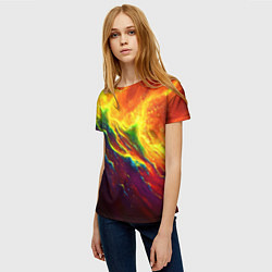 Футболка женская Абстрактные волны с огнем, цвет: 3D-принт — фото 2
