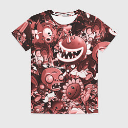 Женская футболка Растения против зомби в красном цвете