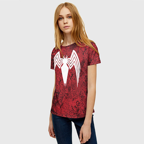 Женская футболка Знак венома на красном / 3D-принт – фото 3