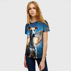 Футболка женская Уиппет в космосе, цвет: 3D-принт — фото 2