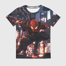 Футболка женская Человек паук в черном, цвет: 3D-принт