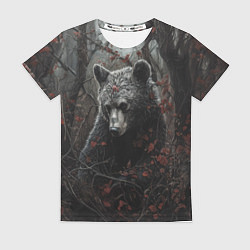 Футболка женская Бурый мишка в дремучем лесу, цвет: 3D-принт