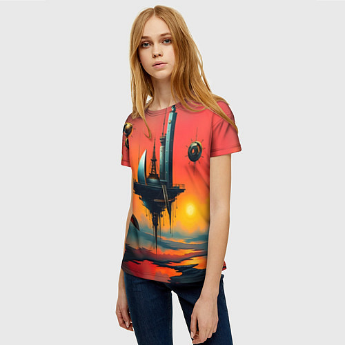 Женская футболка Абстракция в стиле сюрреализма / 3D-принт – фото 3