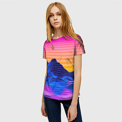 Футболка женская Неоновый закат, цвет: 3D-принт — фото 2