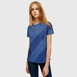 Футболка женская Синий текстурный с полосой, цвет: 3D-принт — фото 2