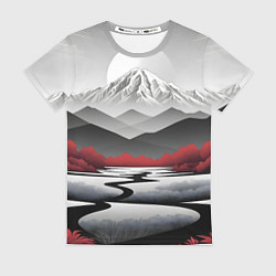 Футболка женская Белые горы и красные деревья, цвет: 3D-принт