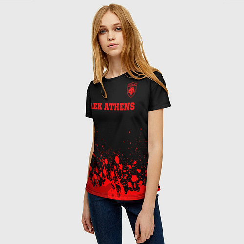 Женская футболка AEK Athens - red gradient посередине / 3D-принт – фото 3