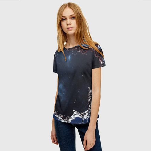 Женская футболка Объемная дыра в стене текстура / 3D-принт – фото 3