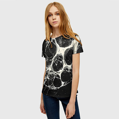 Женская футболка Бело-черная потертая текстура / 3D-принт – фото 3