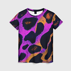 Футболка женская Неоновый леопардовый узор, цвет: 3D-принт