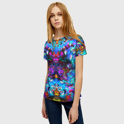 Женская футболка Абстракция стекло узор / 3D-принт – фото 3
