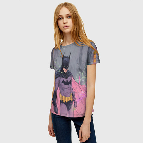 Женская футболка Бэтмен с розовым плащом / 3D-принт – фото 3