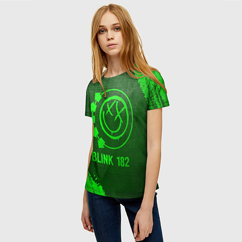 Женская футболка Blink 182 - green gradient / 3D-принт – фото 3