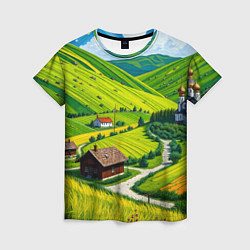 Футболка женская Русская душа и поле, цвет: 3D-принт