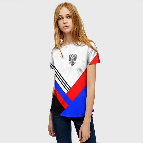 Женская футболка Герб России - минимализм / 3D-принт – фото 3