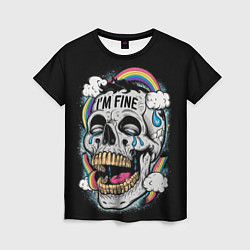 Футболка женская Skull and rainbow - im fine, цвет: 3D-принт