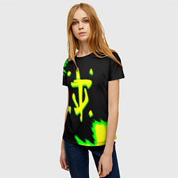 Футболка женская Doom огненное лого краски, цвет: 3D-принт — фото 2