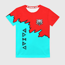 Футболка женская Ведьмак краски логотип, цвет: 3D-принт