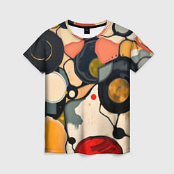 Женская футболка Абстракция с кругами и краской